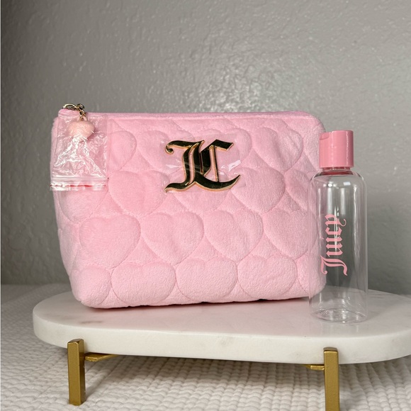 Juicy Couture Accessories - Juicy Couture Pink Quilted Cosmetic Bag+Travel Bottle